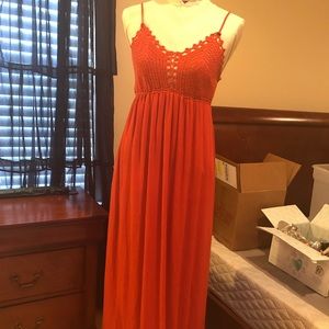 Crochet top burnt orange maxi dress. EUC